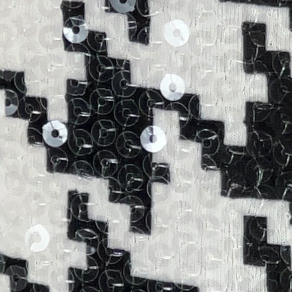 Stunning! eci New York Black & White Clear Sequins Houndstooth Print Dre… - Picture 5 of 12